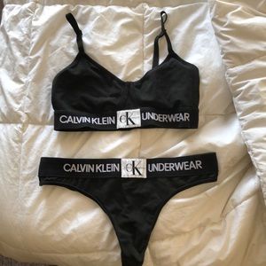 Calvin Klein logo bra and thong set